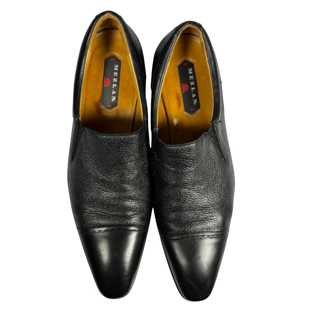 Mezlan Barron Mens 13 Black Leather Cap Toe Slip On Loafer Dress Shoes 6399